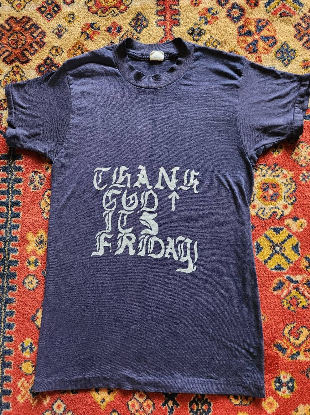 Vintage Navy Blue "Thank God It's Friday" Graphic Tee